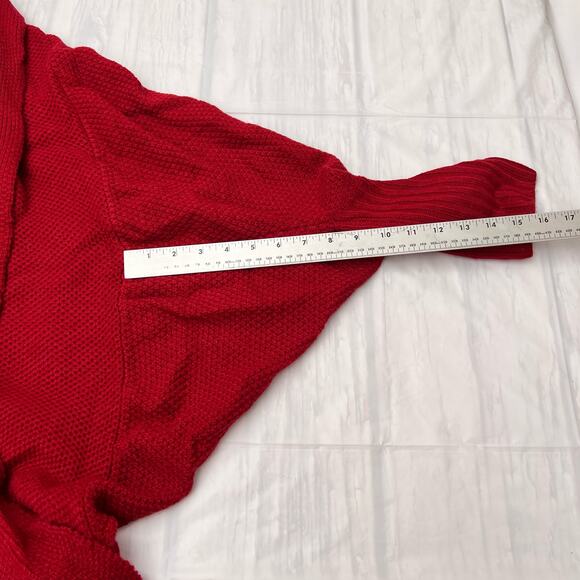 CHERFLY Women's Batwing Sleeve Cardigan Sweater Knit Red Sweater Cardigan Size L - Picture 4 of 8